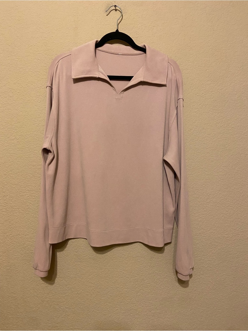 Lululemon Softstreme Pique Oversized Long-Sleeve Polo Shirt Mink Berry pink Sz S - Picture 2 of 8